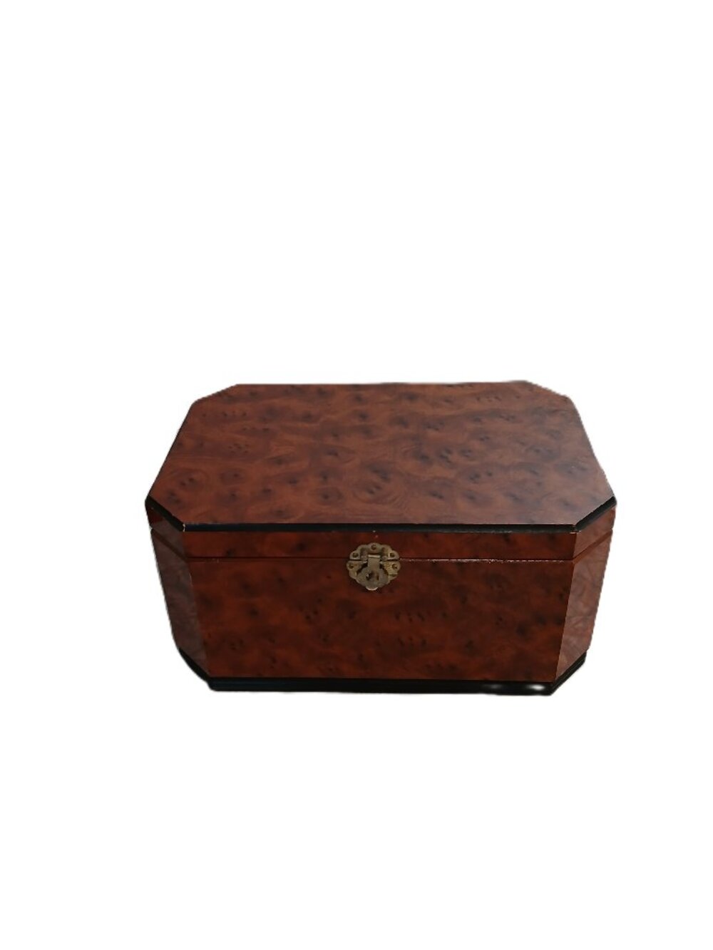 Vintage Burlwood Enamel Jewelry Box